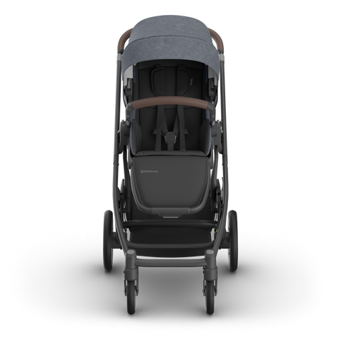 UPPAbaby Cruz V3 Stroller - Julian - Dusty Blue Mélange | Carbon Frame | Chestnut Leather