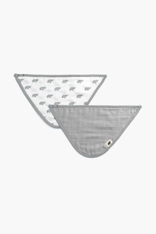 2-Pack Muslin Bandana Bib_Grey Elephant