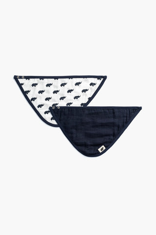 2-Pack Muslin Bandana Bib_Navy Elephant