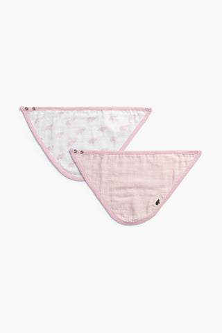 2-Pack Muslin Bandana Bib_Pink Elephant