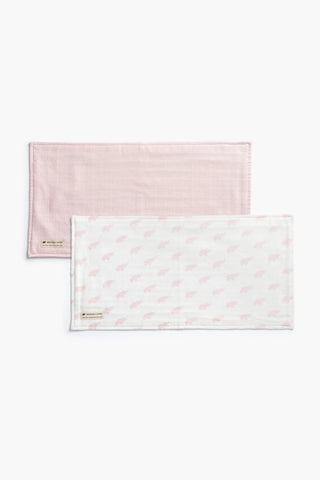 2-Pack Muslin Burp Cloths_Pink Elephant