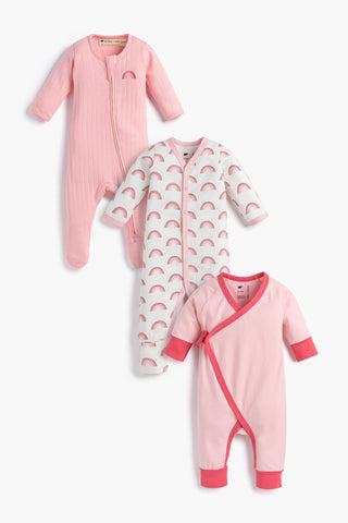 3-Pack Organic One-Piece_Pink Hearts