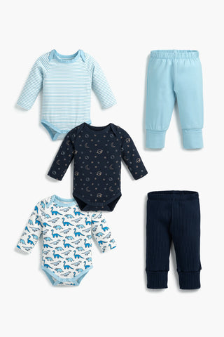 5-Piece Long Sleeve Bodysuit Bundle_Navy Outerspace