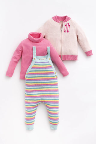 Bundle Item - Knit Overalls_Winter Stripes