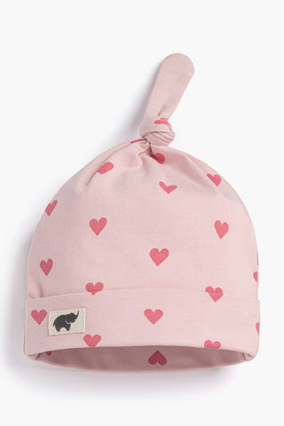 Top Knot Cap_Pink Hearts