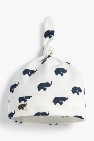 Top Knot Cap_Navy Elephant