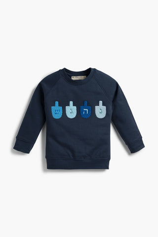 Embroidered Crewneck Sweatshirt_Hanukkah Dreidels