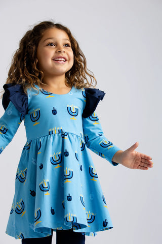 Double Ruffle Let's Dance Dress_Hanukkah Celebration