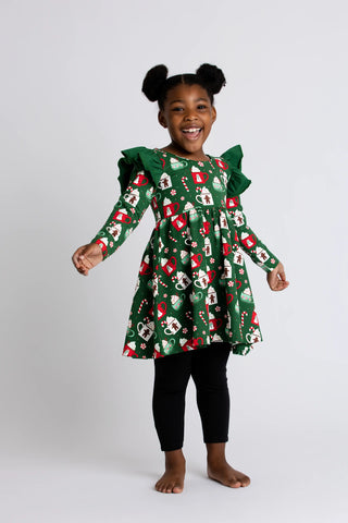 Double Ruffle Let's Dance Dress_Peppermint Mocha