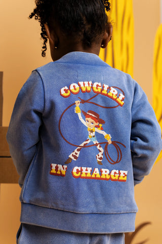 Zip Bomber Jacket_Toy Story Jessie on Denim Blue