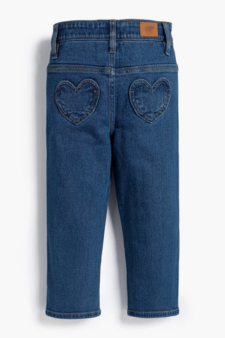 Wide Leg Heart Pocket Jeans_Medium Blue