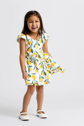Short Sleeve Let's Dance Dress_Watercolor Lemons