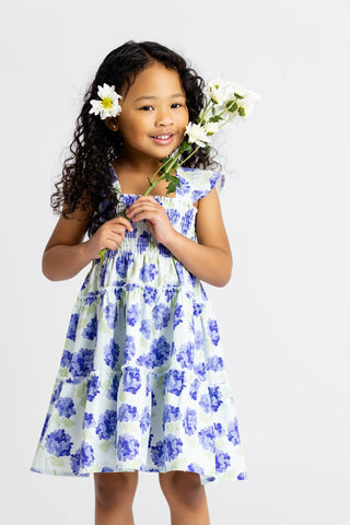 Flutter Sleeve Dress_Iris Purple Hydrangeas