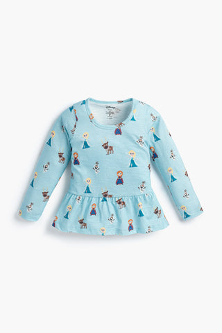 Long Sleeve Peplum Tee_Disney Frozen Characters