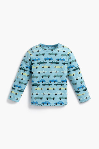 Long Sleeve Crewneck Tee_Blue Classic Cars