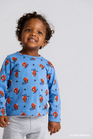 Long Sleeve Crewneck Tee_Marvel Spider-Man on Blue