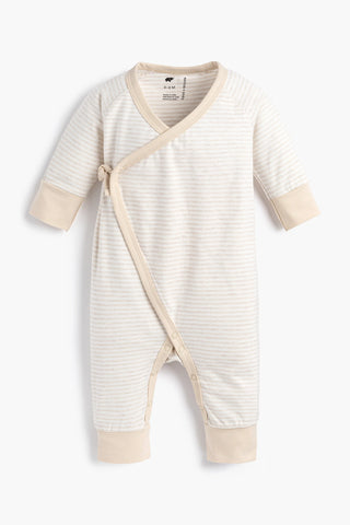 Kimono Tie One-Piece_Cream Heather French Stripe