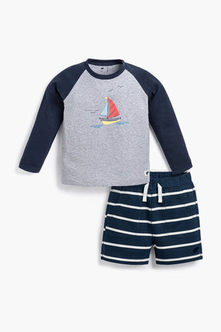 Long Sleeve Tee + Sporty Sweat Short Outfit_Little Skippers