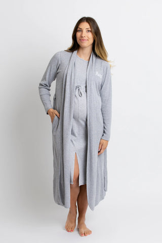 Organic Lounge Robe_Heather Grey