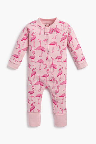 One-Piece Baby Pajamas_Pink Flamingos