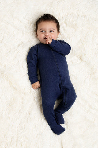 One-Piece Baby Pajamas_Navy Heather