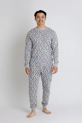Adult Two-Piece Pajamas_Bundled Up Penguins