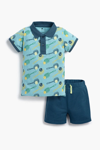 Polo + Sporty Sweatshort Outfit_Retro Racquets