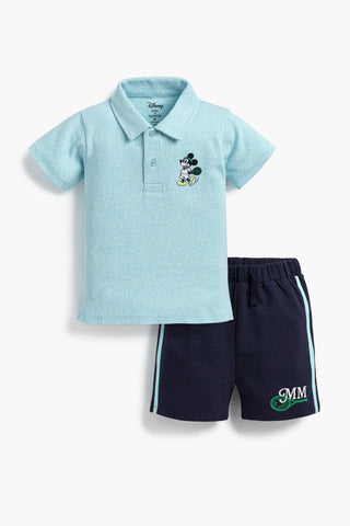 Polo + Sporty Sweatshort Outfit_Disney Mickey Mouse Navy