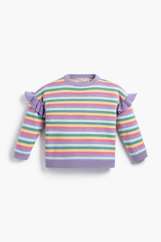 SALE - Knit Ruffle Sweater_Winter Stripes