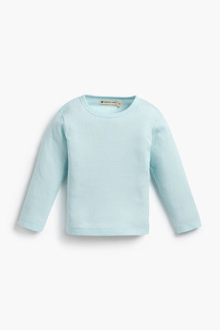 Ribbed Long Sleeve Crewneck Tee_Light Blue