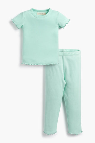Ribbed Crewneck Tee + Legging Set_Mint