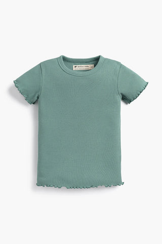 Ribbed Short Sleeve Crewneck Tee_Sea Green