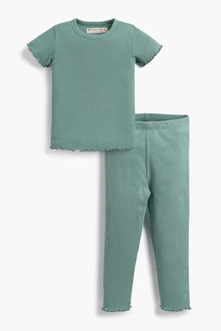 Ribbed Crewneck Tee + Legging Set_Sea Green