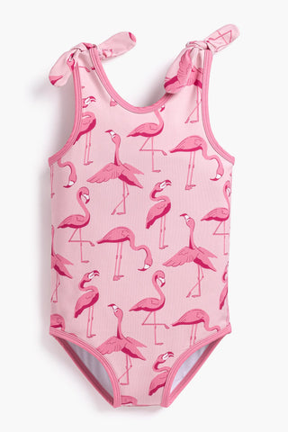 Tie Swimsuit One-Piece_Pink Flamingos