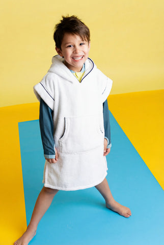 Terry Beach Coverup_White + Navy