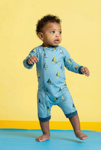 Long Rashguard One-Piece_Little Skippers on Blue