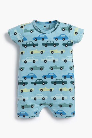Slub Shorty Romper_Blue Classic Cars