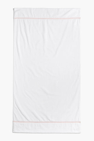 Terry Beach Towel_White + Pink