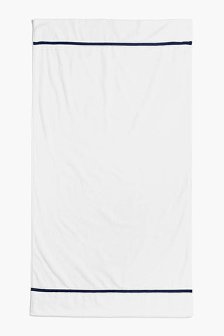 Terry Beach Towel_White + Navy