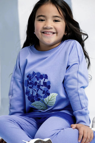Slouchy Tulle Sweatshirt_Iris Purple Hydrangeas