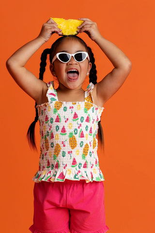Smocked Top + Ruffle Short_Tropical Fruit