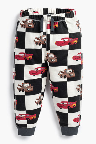 Sporty Sweatpants_Disney Pixar Cars on Charcoal Checkerboard
