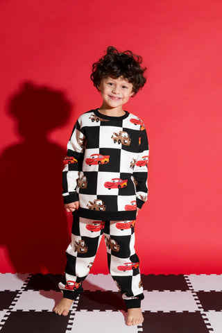 Sporty Sweatsuit Bundle_Disney Pixar Cars on Charcoal Checkerboard