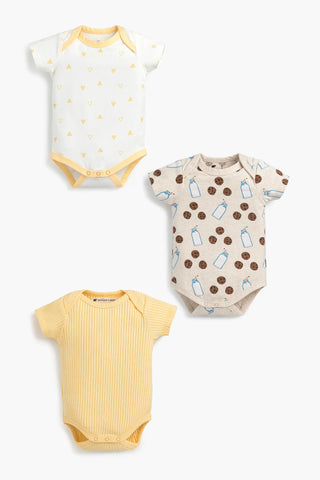 3-Pack Short Sleeve Bodysuits_Cookies + Milk