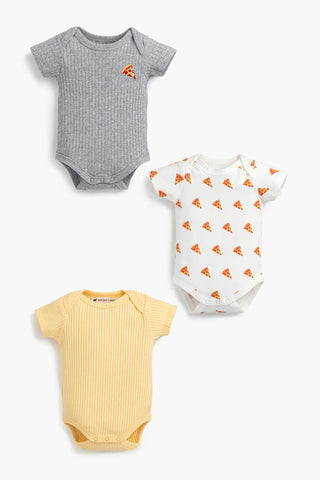 3-Pack Short Sleeve Bodysuits_Tiny Pizza