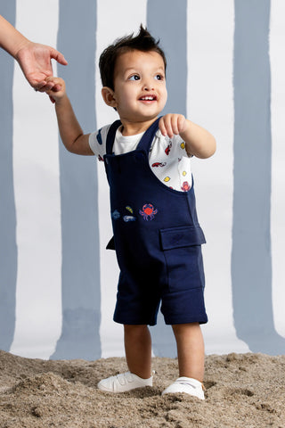 Short Sleeve Jack + Jill Bodysuit + Overalls Set_Coastal Critters