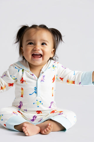 Hooded Sweatshirt Romper_Colorful Ice Skaters