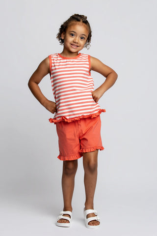 Swing Back Tank + Ruffle Short Set_Vintage Red Stripes