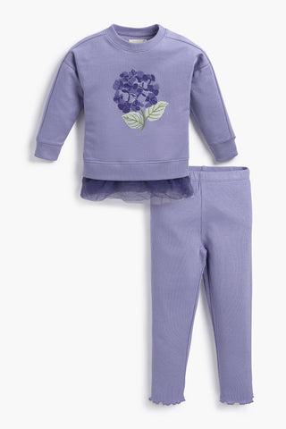 Tulle Sweatshirt Leggings Outfit_Iris Purple Hydrangeas