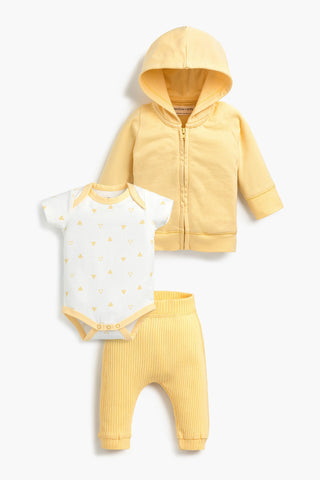 3-Piece Short Sleeve Bodysuit Set_Yellow